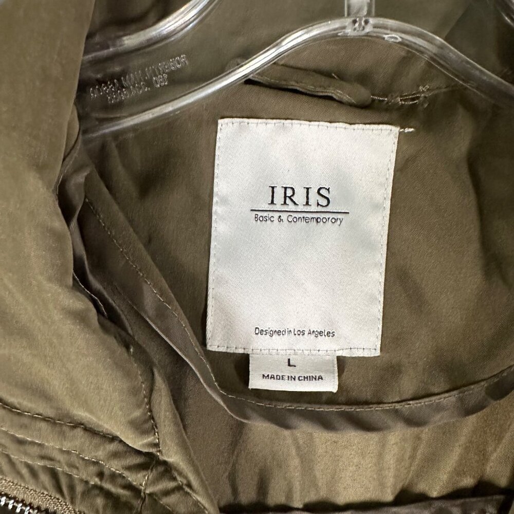 Iris Los Angeles Womens L Green Utility Militar Front Zip Button Jacket - Picture 7 of 13